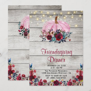 Rustic Wood Burgundy Friendsgiving Kaart