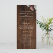 Rustic Wood Burgundy Pink Floral Wedding Programme (Staand voorkant)