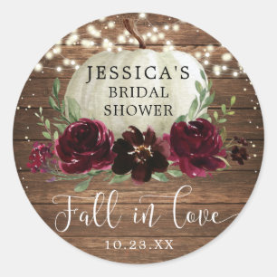 Rustic Wood Burgundy Pumpkin Hartelijk dank Ronde Sticker