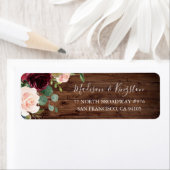 Rustic Wood Burgundy Red Wine Wedding Etiket (Insitu)