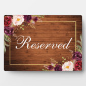 Rustic Wood Burgundy Wedding Gereserveerd 5x7 Tabe Fotoplaat (voorkant)