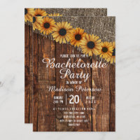 Rustic Wood & Burlap Bachelorette Party Invitation