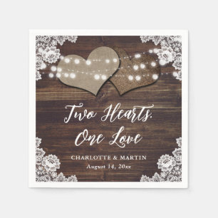 Rustic Wood Burlap en Lace Paper Napkins Servet