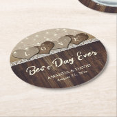 Rustic Wood Burlap en Lace Wedding Onderzetters (Gebogen)