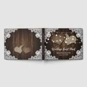 Rustic Wood Burlap Hearts Mariage Livre d'invité (Complet)