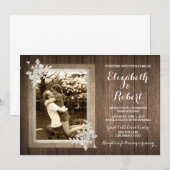 Rustic Wood Burlap Lace Foto Weddenschap Kaart (Voorkant / Achterkant)