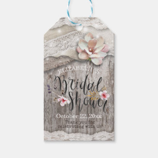 Rustic Wood Burlap Lace String Light Vrijgezellenf Cadeaulabel