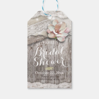 Rustic Wood Burlap Lace String Light Vrijgezellenf Cadeaulabel