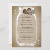 Rustic Wood Burlap Mason Jar Invitations de mariag (Devant)
