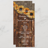 Rustic Wood & Burlap Programme de mariage des tour (Devant / Derrière)