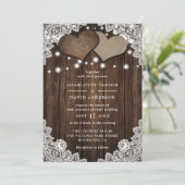 Rustic Wood Burlap Wedding Kaart (Staand voorkant)