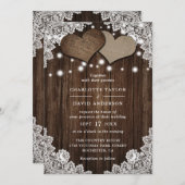 Rustic Wood Burlap Wedding Kaart (Voorkant / Achterkant)
