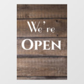 Rustic Wood Business Restaurant We zijn open Sign Raamsticker (Vel)