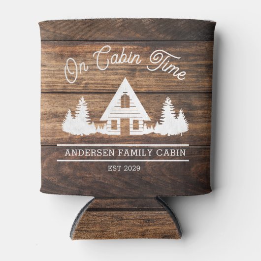 Rustic Wood Cabin Lodge Personalized Blikjeskoeler (Voorkant)