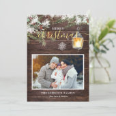 Rustic Wood Calligrafie Kerstmis Feestdagenkaart (Staand voorkant)