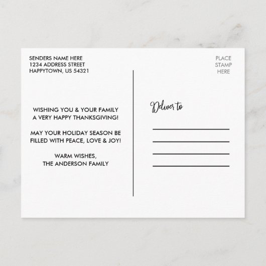 Rustic Wood Calligraphy Thanksgiving Truck Photo Briefkaart (Achterkant)