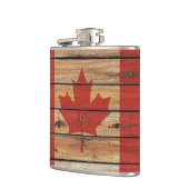 Rustic Wood Canada Flag Heupfles (Links)