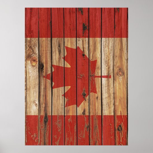Rustic Wood Canada Flag Poster (Voorkant)