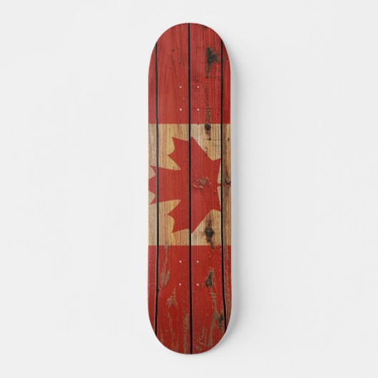 Rustic Wood Canada Flag Skateboard (Voorkant)