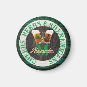 Rustic Wood Cheers Beers Shenanigans Magneet