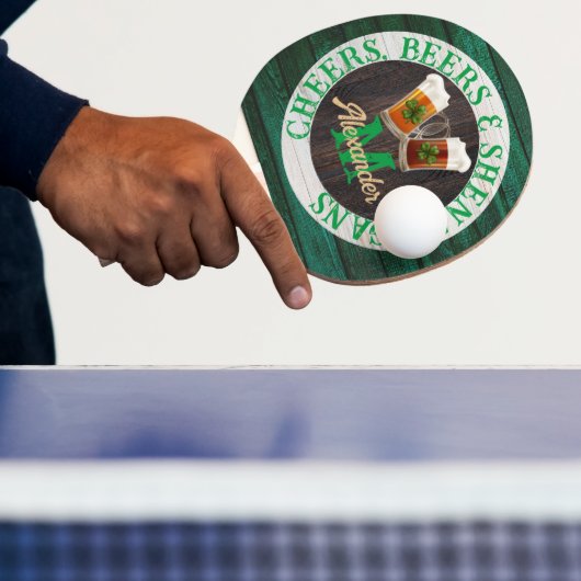 Rustic Wood Cheers Beers Shenanigans Tafeltennisbatje (Insitu)