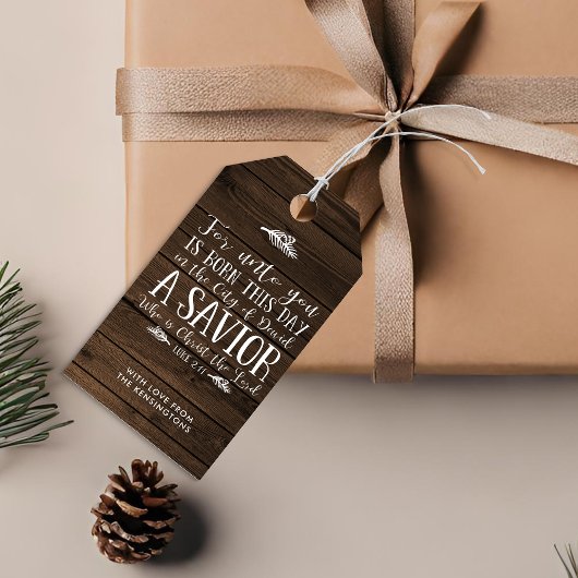 Rustic Wood Christelijk kerstfeestdag Cadeaulabel