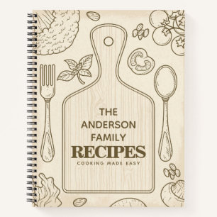 Rustic Wood Cookbook Family Recipes Personalized Notitieboek
