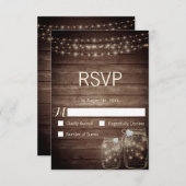 Rustic Wood Country Mason Jar Lights Wedding (Voorkant / Achterkant)