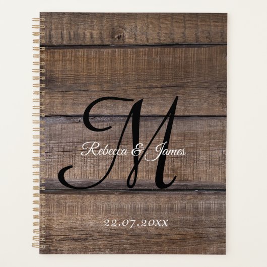 Rustic Wood Country Monogramme Mariage de script (Devant)
