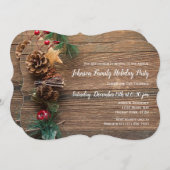 Rustic Wood Country Noël Invitation de fête de Noë (Devant / Derrière)