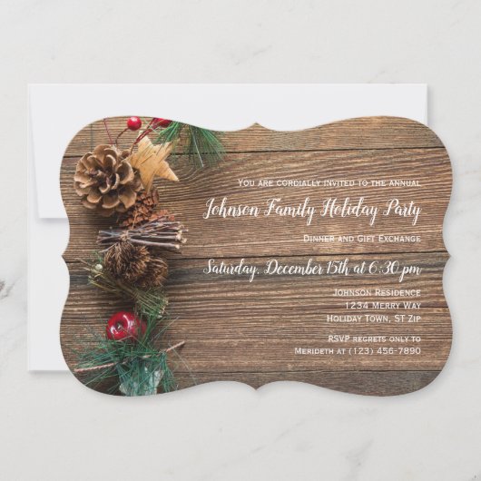 Rustic Wood Country Noël Invitation de fête de Noë (Devant)