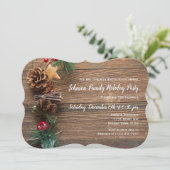 Rustic Wood Country Noël Invitation de fête de Noë (Debout devant)