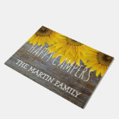 Rustic Wood Country Sunflower Happy Campers Name Deurmat (Schuin)