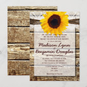 Rustic Wood Country Sunflower Invitations de maria (Devant / Derrière)