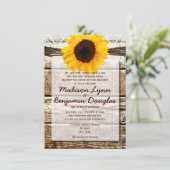 Rustic Wood Country Sunflower Invitations de maria (Debout devant)