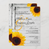 Rustic Wood Country Sunflower Invitations de maria (Devant / Derrière)