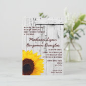 Rustic Wood Country Sunflower Invitations de maria (Debout devant)