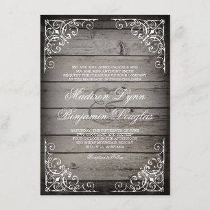 Rustic Wood Country Wedding Invitations Kaart