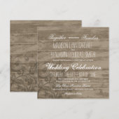 Rustic Wood Country Wedding Invitations Kaart (Voorkant / Achterkant)