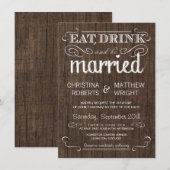 Rustic Wood Country Wedding Invitations Kaart (Voorkant / Achterkant)