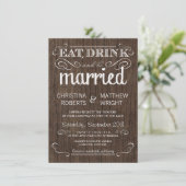 Rustic Wood Country Wedding Invitations Kaart (Staand voorkant)