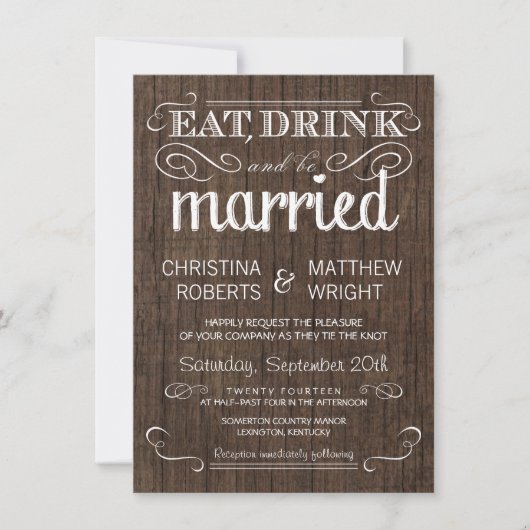 Rustic Wood Country Wedding Invitations Kaart (Voorkant)