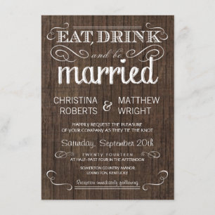Rustic Wood Country Wedding Invitations Kaart