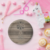 Rustic Wood Country Wind Mill Wedding Papieren Bordje (Feest)