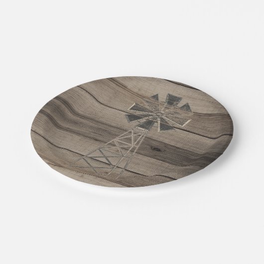 Rustic Wood Country Wind Mill Wedding Papieren Bordje (Gekanteld)