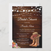 Rustic Wood Cowgirl Boots Western Vrijgezellenfees Kaart (Voorkant)