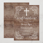 Rustic Wood Cross bevestiging uitnodiging (Voorkant / Achterkant)