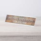 Rustic Wood Custom Bureau Naambordje (Voorkant)