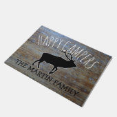 Rustic Wood Cute Camping Elk | Happy Campers Deurmat (Schuin)