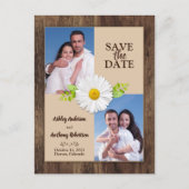Rustic Wood Daisy Photo Enregistrer la date Carte (Devant)